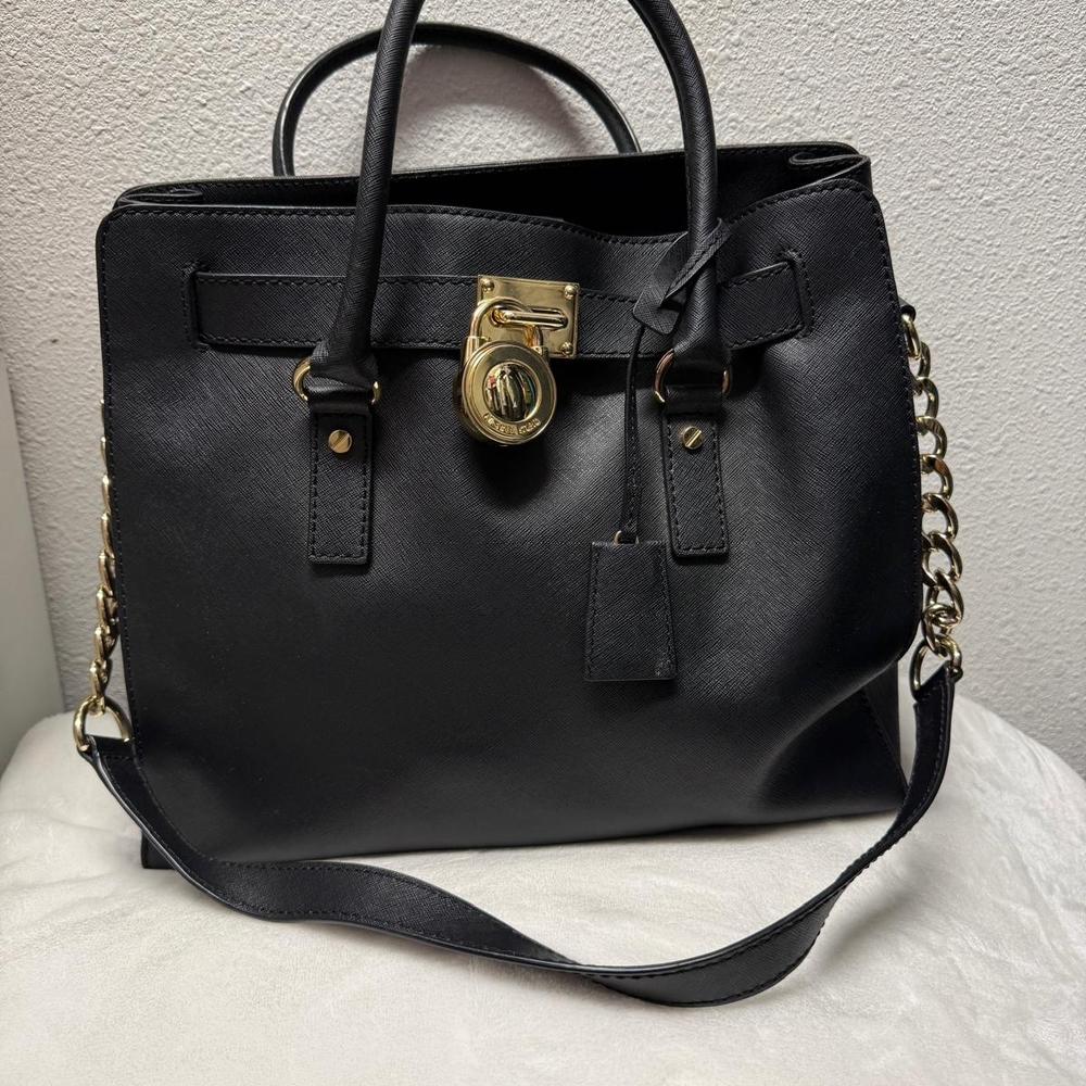 Michael Kors Black Satchel with Gold Accents